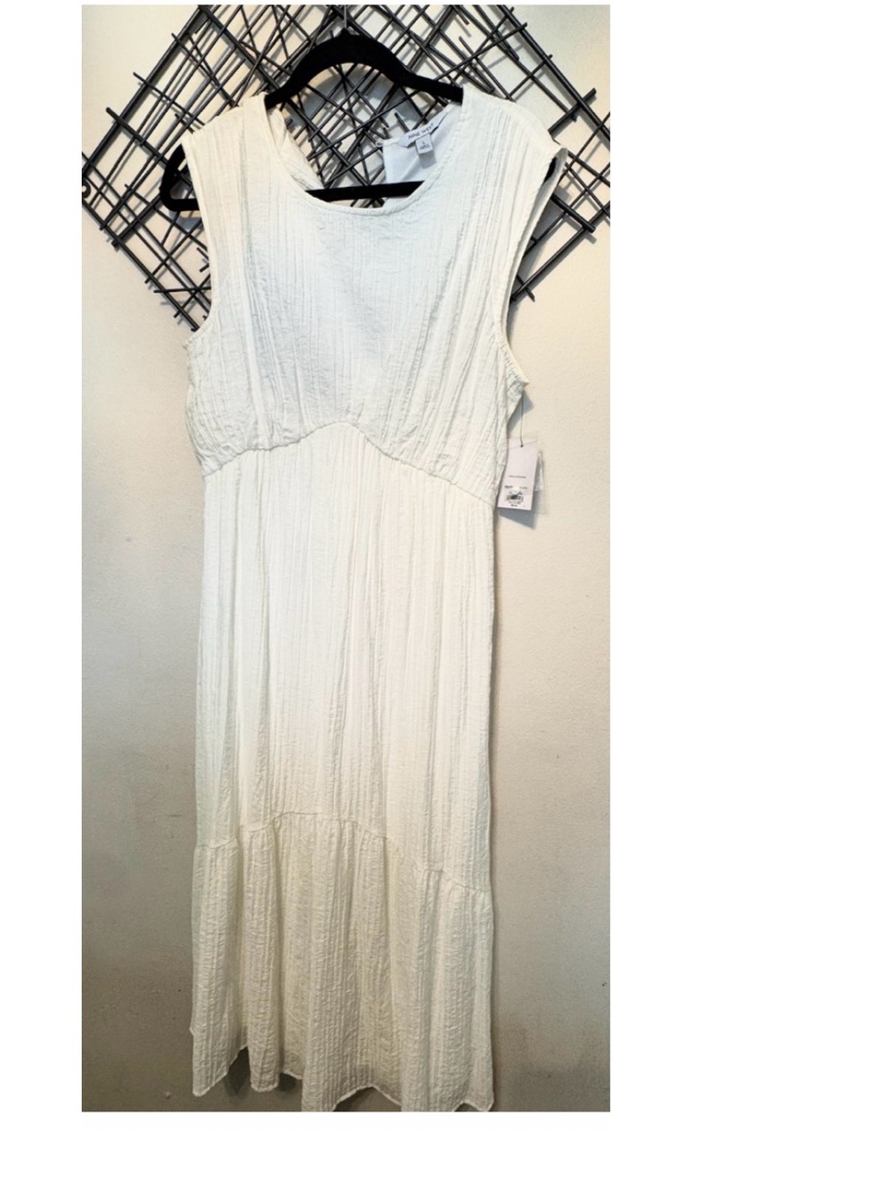 Nine West White Maxi Dress - Sleeveless Textured Cotton